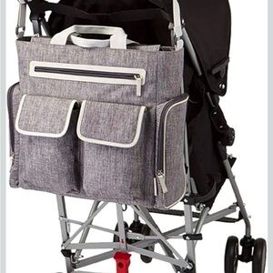 Gray Diaper Bag with White Trim